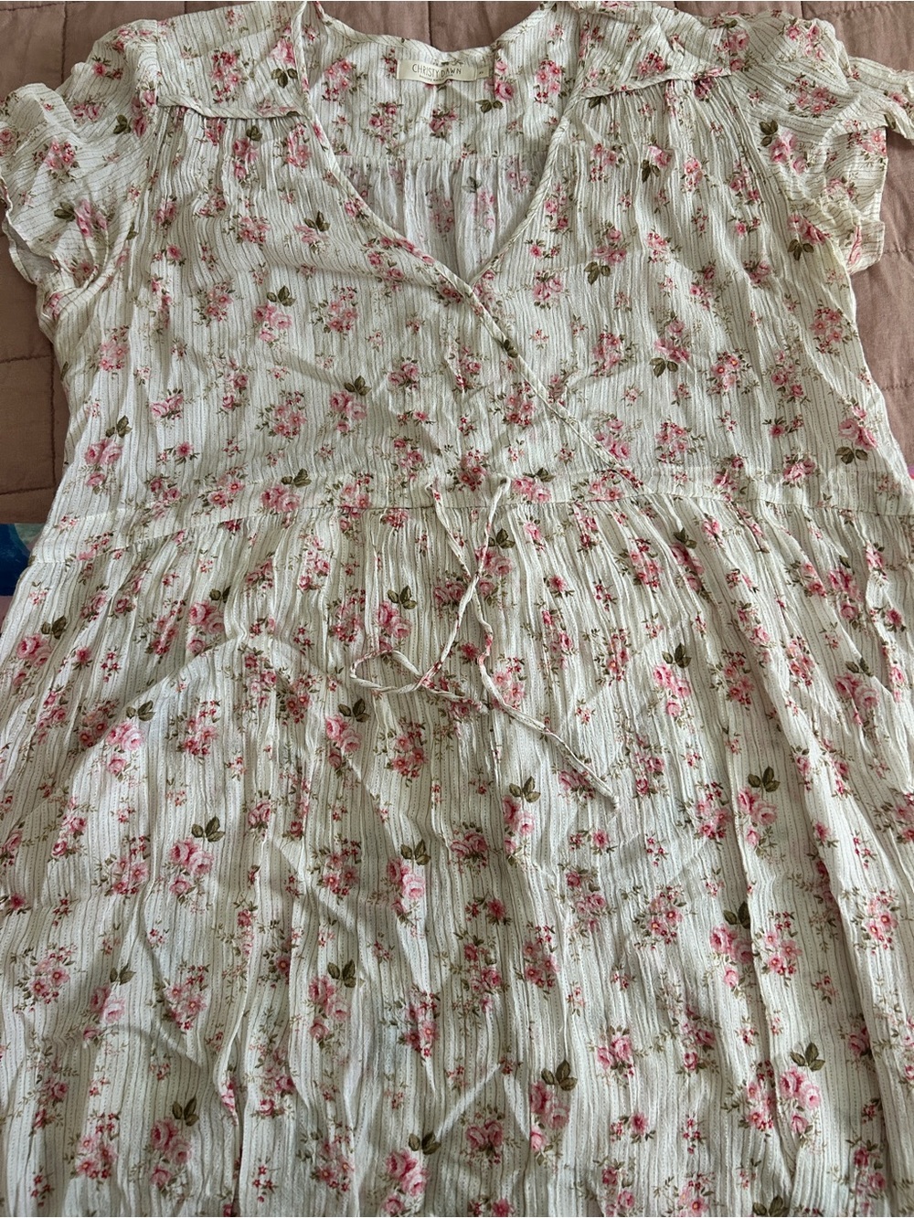 Christy Dawn Cream Maxi Dress with Pink Floral Print - Picture 2 of 8